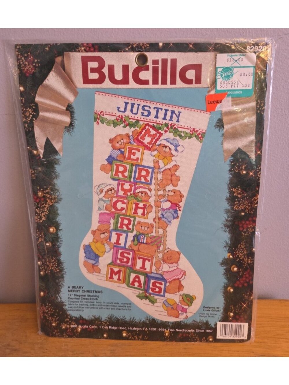 Bucilla Christmas Stocking Beary Merry Christmas Counted Cross Stitch Kit 82920